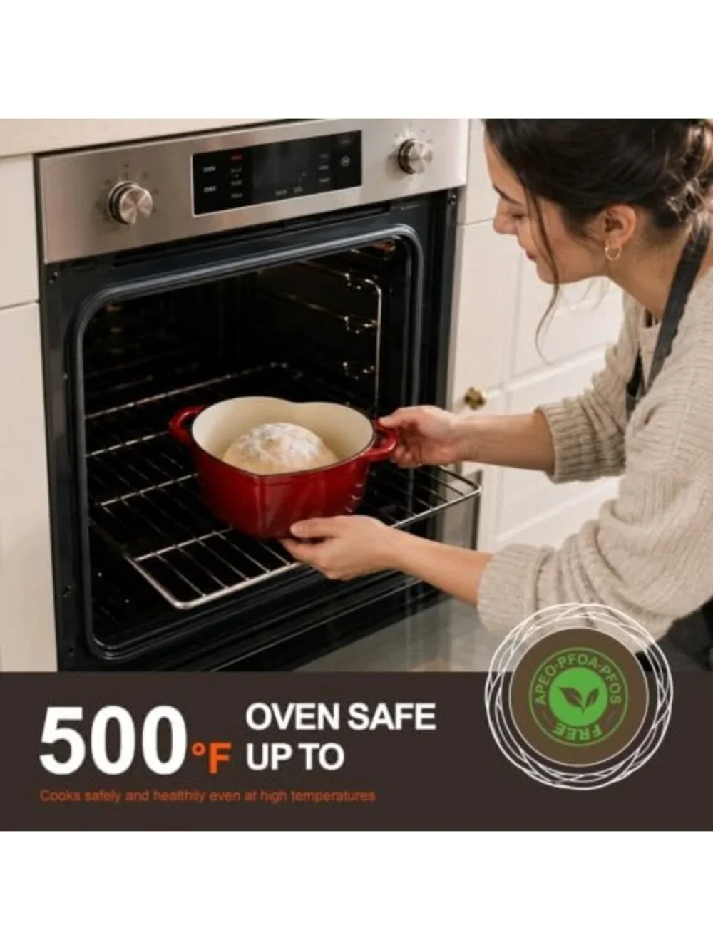 Heart-Shaped 2QT Enameled Cast Iron Dutch Oven Mini Pot with Lid - Kitchen